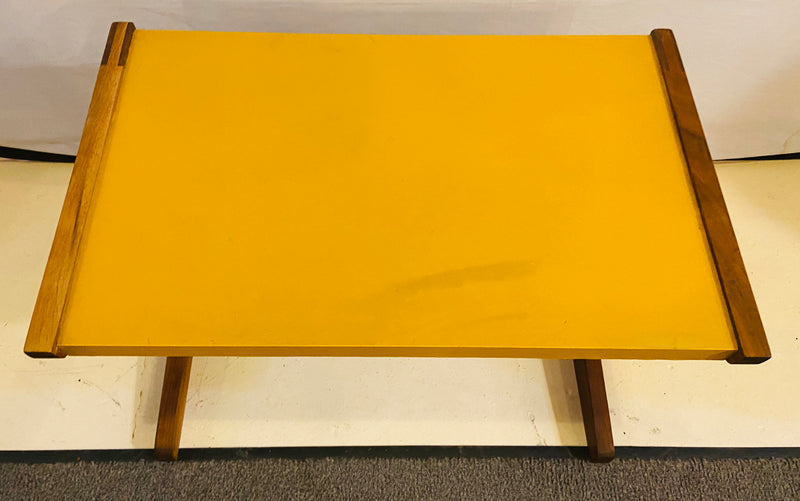 Mid Century Modern Set of Walnut Vinyl Nesting Side Tables By Jens Risom, 1960's