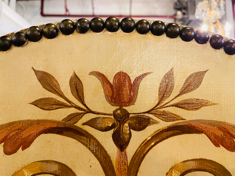 18th Century French Oil Canvas, Hand Painted Four-Panel Room Divider/Screen