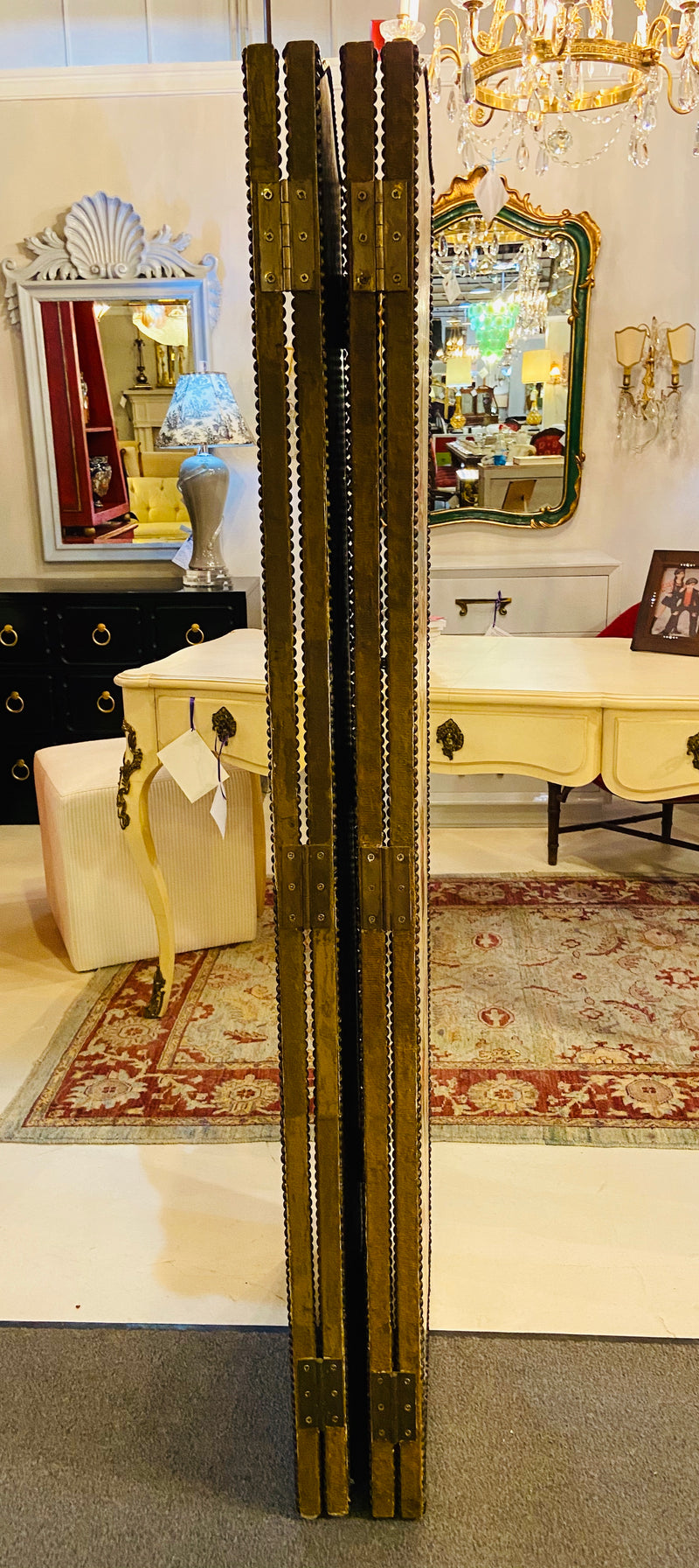 18th Century French Oil Canvas, Hand Painted Four-Panel Room Divider/Screen