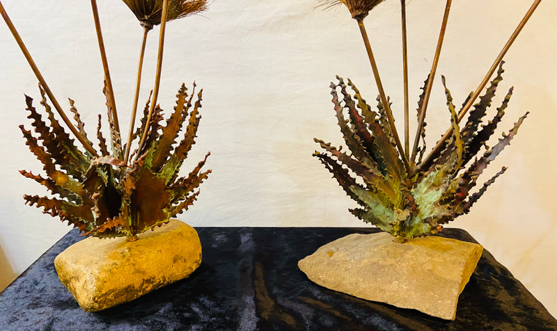 Pair John Steck 1960's Tabletop Sculptures from Steck's Desert Flower Collection
