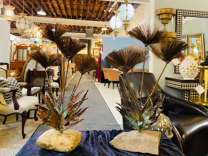 Pair John Steck 1960's Tabletop Sculptures from Steck's Desert Flower Collection