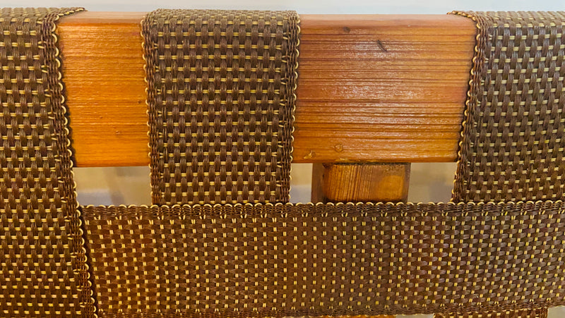 Mid-Century Modern Weaved Strap and Canvas Bench in the manner of Jens Risom