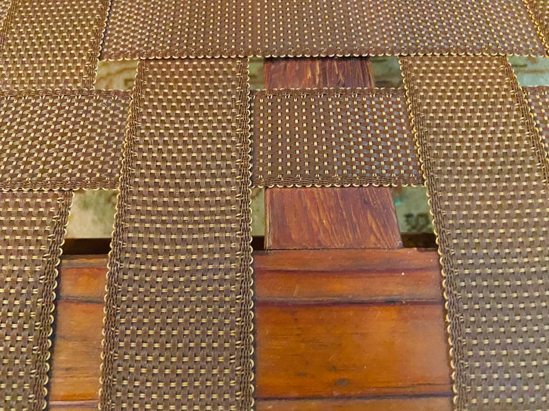 Mid-Century Modern Weaved Strap and Canvas Bench in the manner of Jens Risom