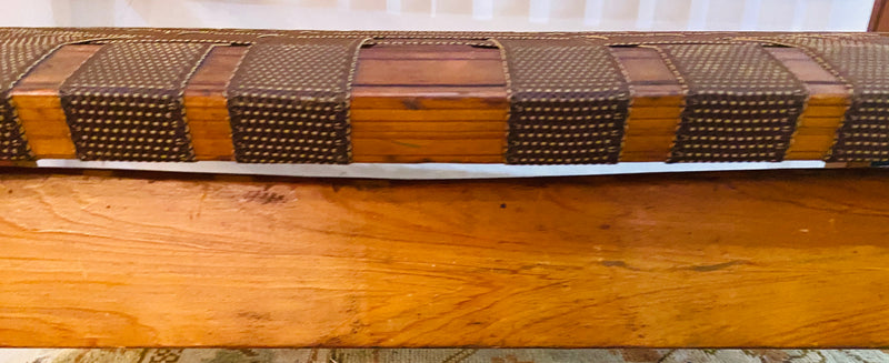 Mid-Century Modern Weaved Strap and Canvas Bench in the manner of Jens Risom