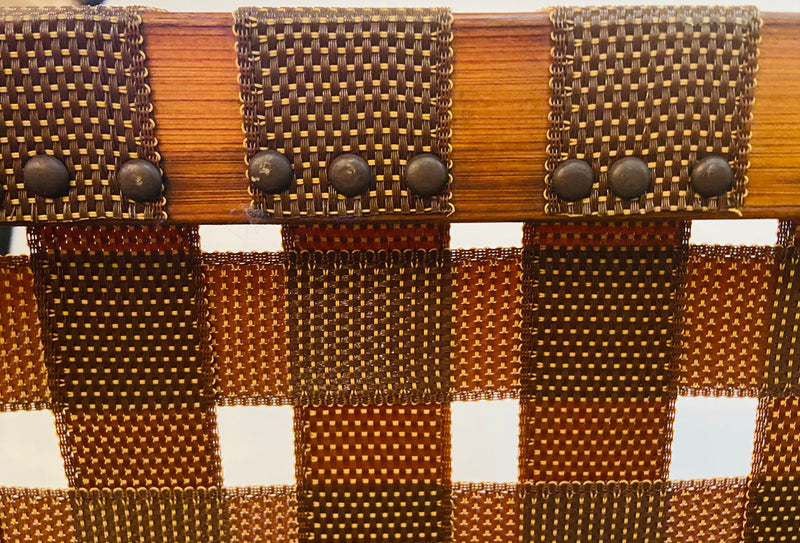 Mid-Century Modern Weaved Strap and Canvas Bench in the manner of Jens Risom