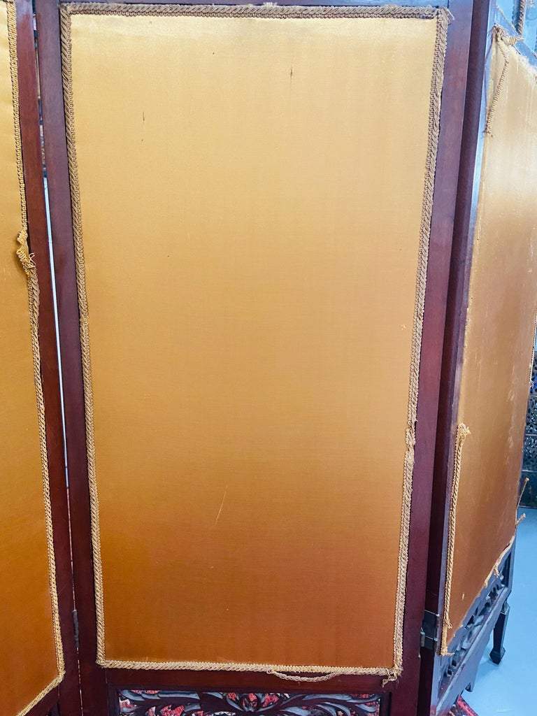 19th century English carved mahogany and glass four-panel room divider or scree