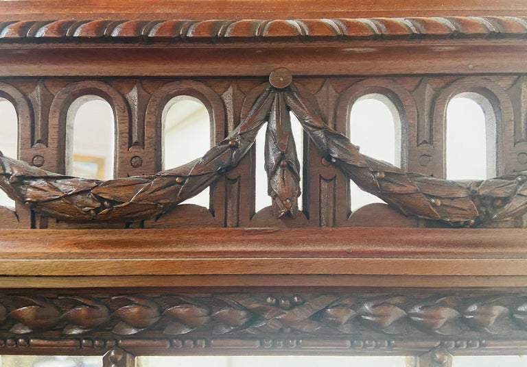 19th century English carved mahogany and glass four-panel room divider or scree