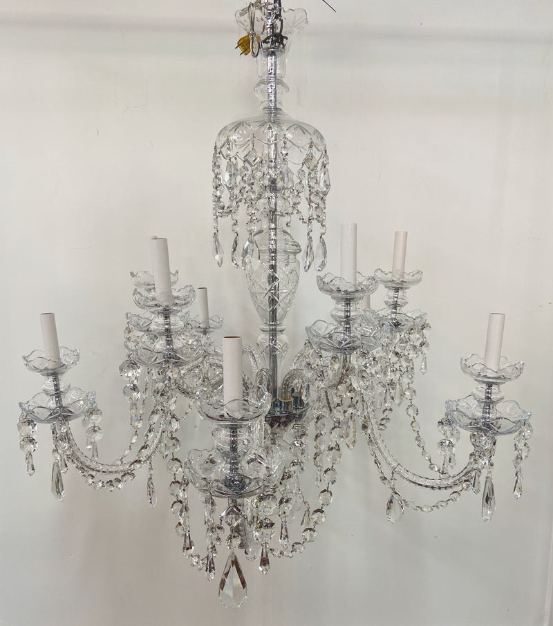 Art Deco Style Large Crystal Chandelier in the Manner of Waterford