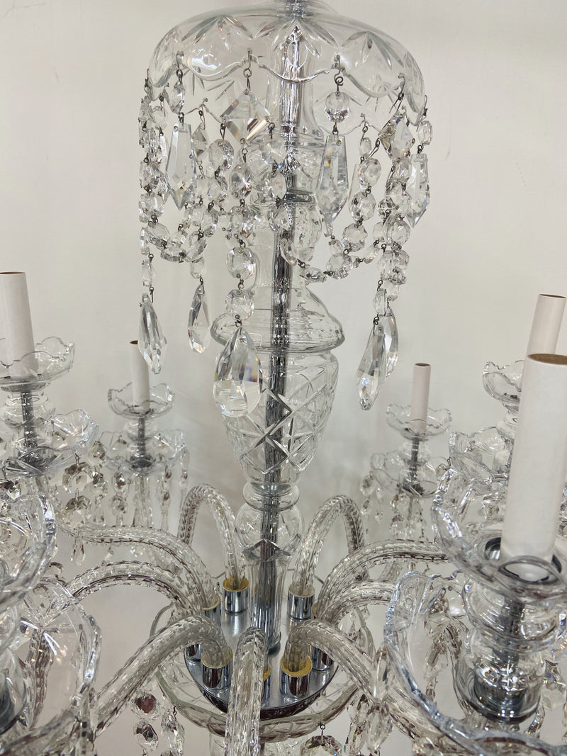 Art Deco Style Large Crystal Chandelier in the Manner of Waterford