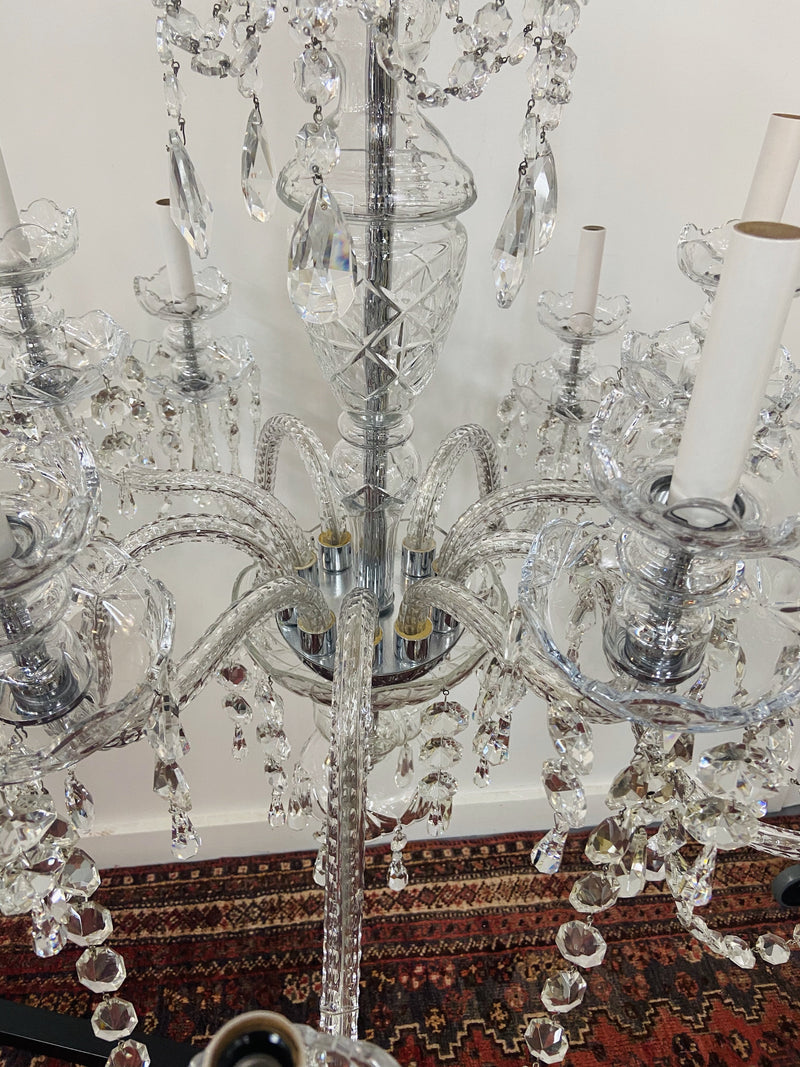 Art Deco Style Large Crystal Chandelier in the Manner of Waterford