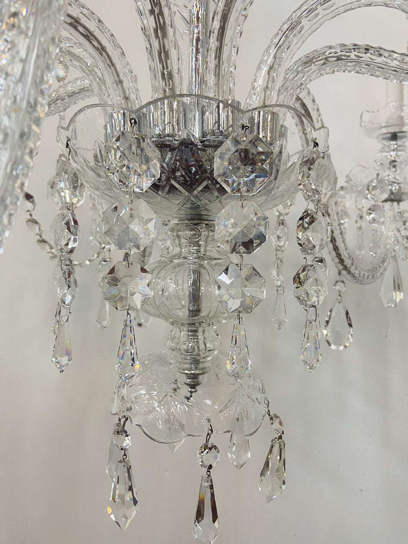 Art Deco Style Large Crystal Chandelier in the Manner of Waterford
