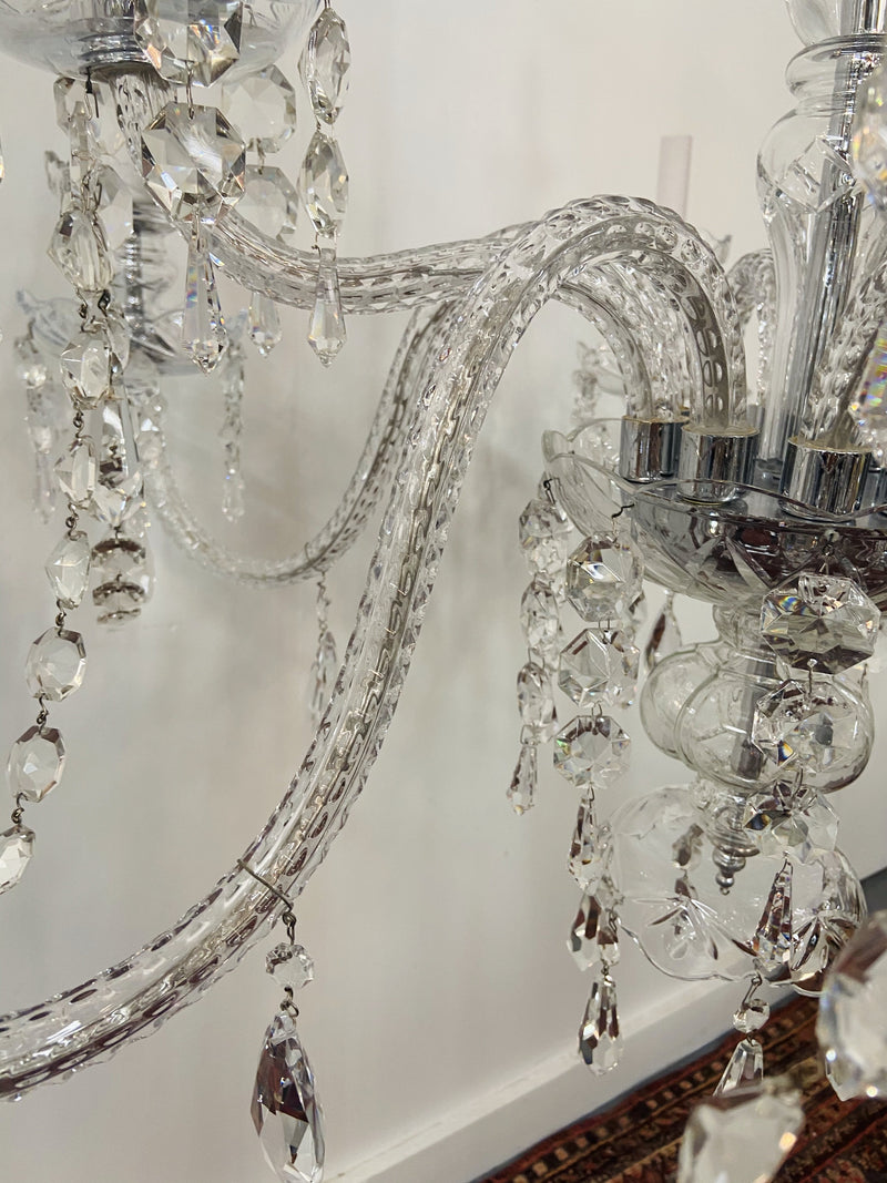 Art Deco Style Large Crystal Chandelier in the Manner of Waterford