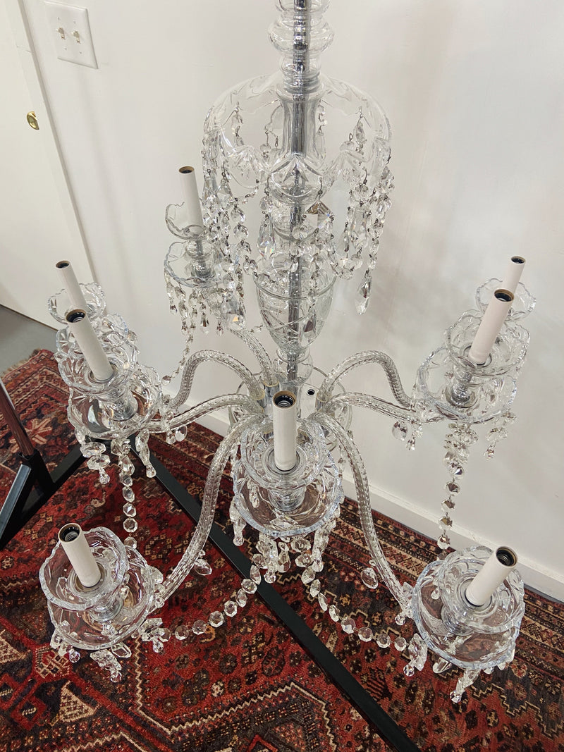 Art Deco Style Large Crystal Chandelier in the Manner of Waterford