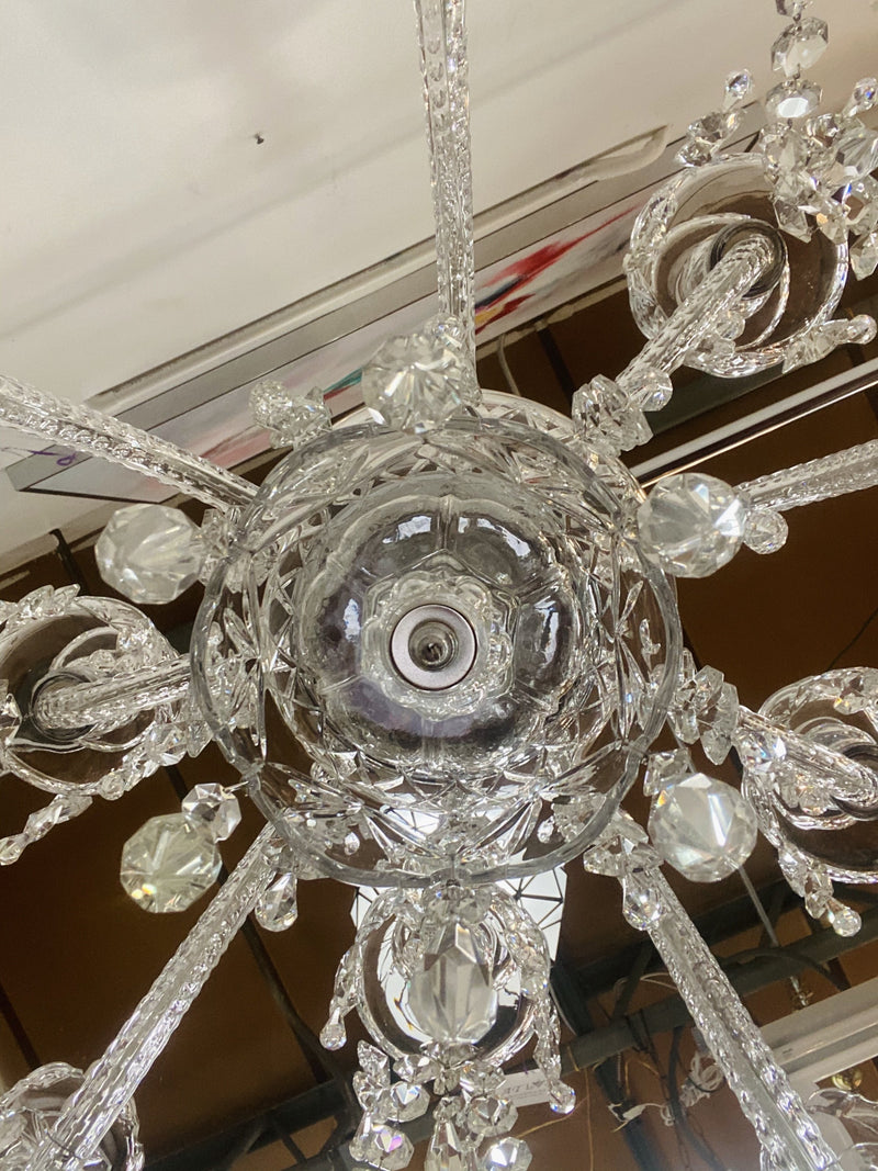 Art Deco Style Large Crystal Chandelier in the Manner of Waterford