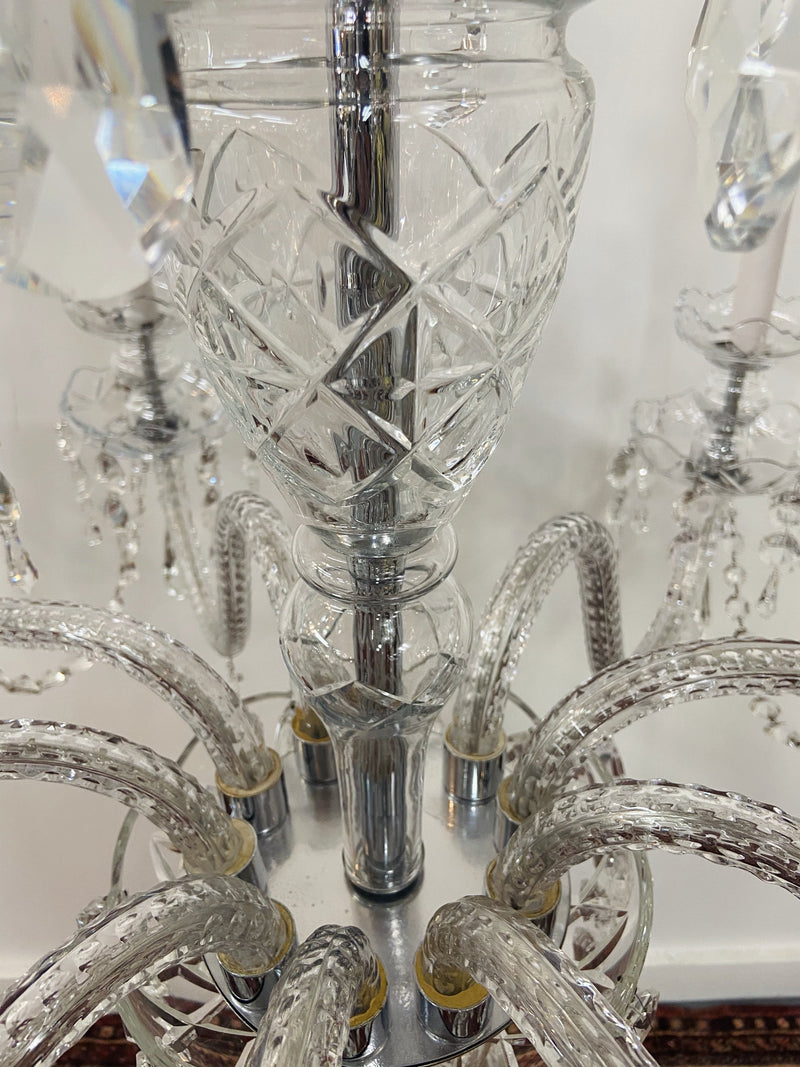 Art Deco Style Large Crystal Chandelier in the Manner of Waterford
