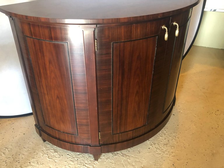 Demilune Georgian Style Baker Flame Mahogany Sideboard or Server Ebony Inlays