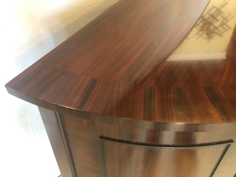 Demilune Georgian Style Baker Flame Mahogany Sideboard or Server Ebony Inlays
