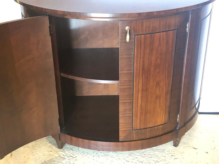 Demilune Georgian Style Baker Flame Mahogany Sideboard or Server Ebony Inlays
