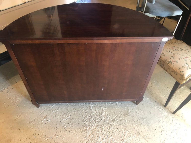 Demilune Georgian Style Baker Flame Mahogany Sideboard or Server Ebony Inlays