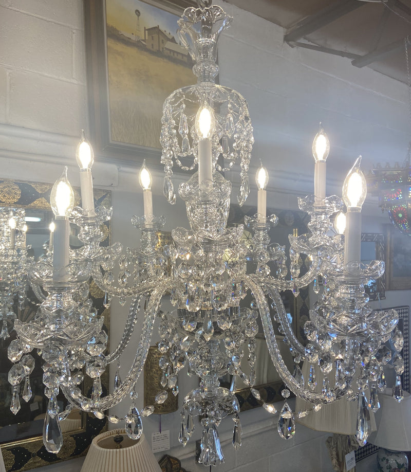 Art Deco Style Large Crystal Chandelier in the Manner of Waterford