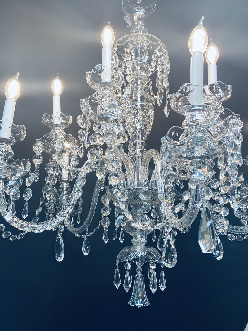 Art Deco Style Large Crystal Chandelier in the Manner of Waterford