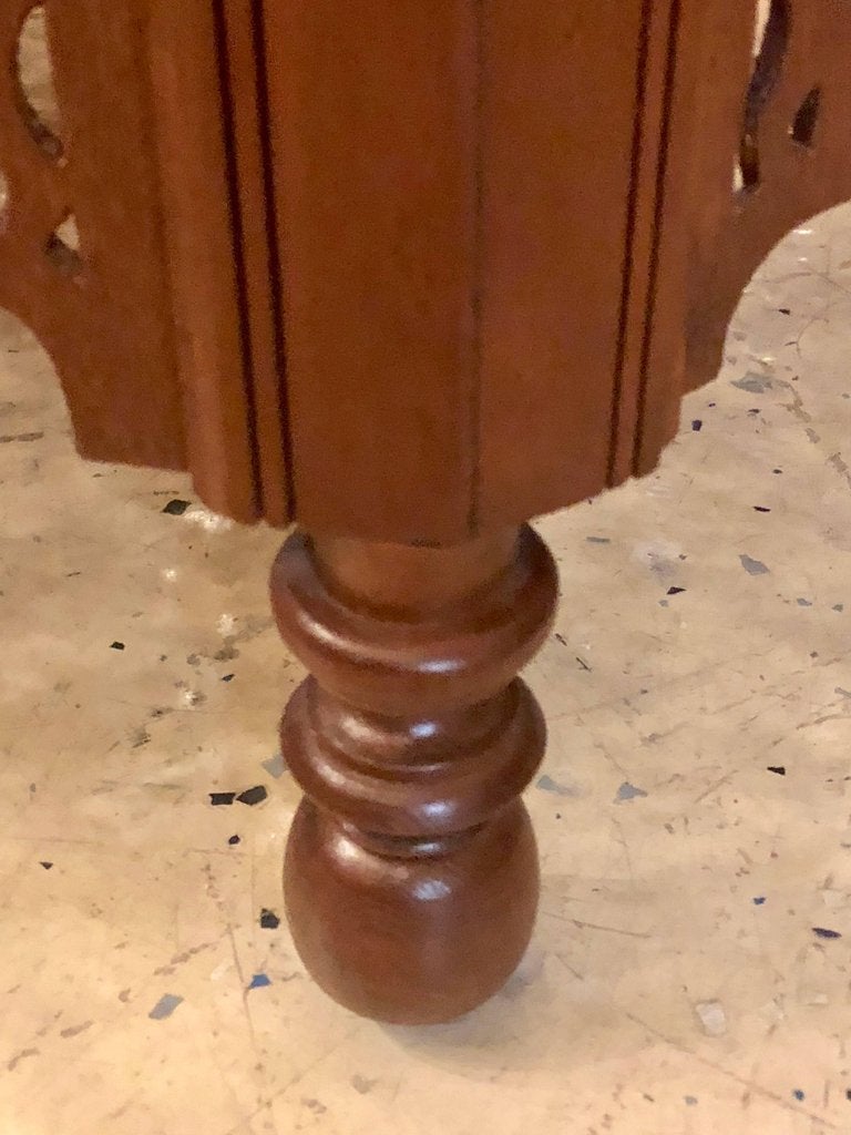 Moroccan Glass Top Carved Wood End or Side Table