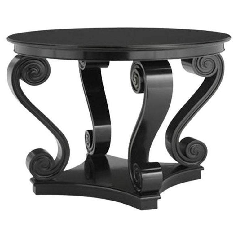 Ralph Lauren Black One Fifth Scroll Hall Table, Neo Romantic 1940's Style