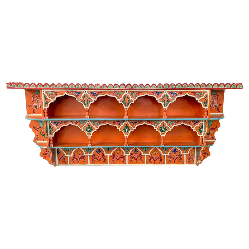 Vintage Moroccan Hand Painted Wall Shelf or Spice Rack