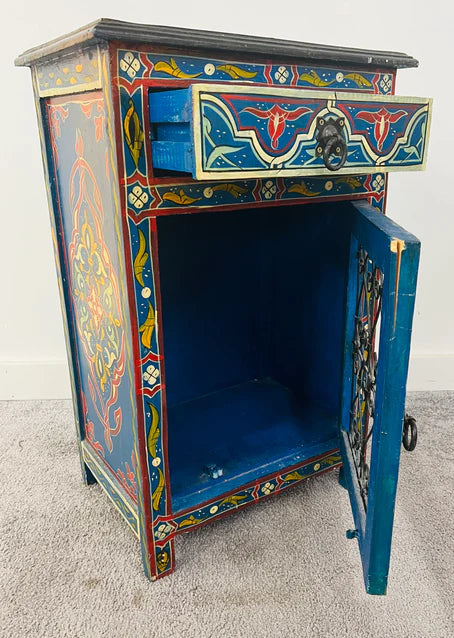 Hand Painted Moroccan Side Table Nightstand