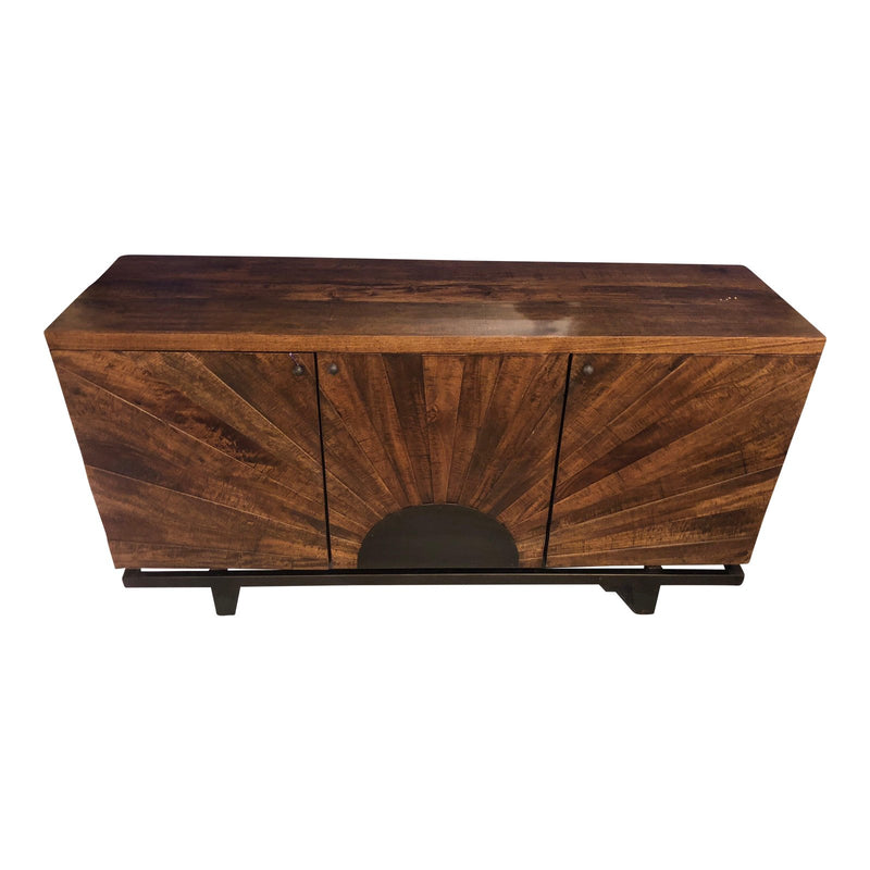 Mid-Century Modern Style Sideboard or Server with Sunburst Design Metal Base