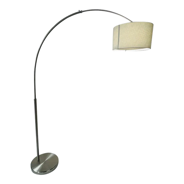Modern Tall Adjustable Arched Floor Lamp With Double Drum Shade