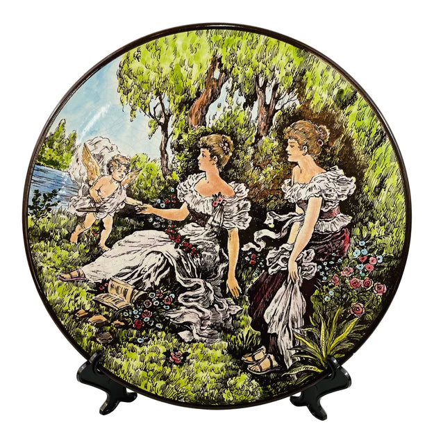 Vintage Renaissance Style Ceramic Decorative Plate, Signed