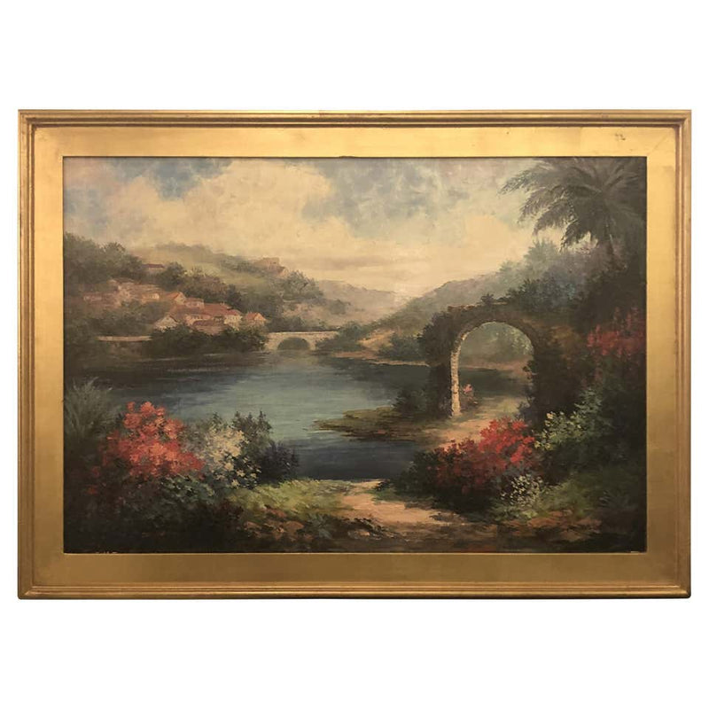 Americana Landscape Oil on Canvas Painting Signed P. Paul, Framed