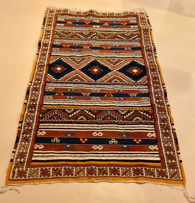 Vintage Moroccan Tribal Wool Rug or Carpet with Geometrical Design