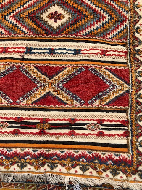 Vintage Moroccan Tribal Rug or Carpet Handwoven Wool with Abstract Diamond Patterns