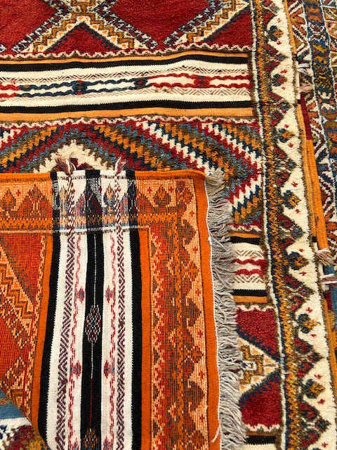 Vintage Moroccan Tribal Rug or Carpet Handwoven Wool with Abstract Diamond Patterns