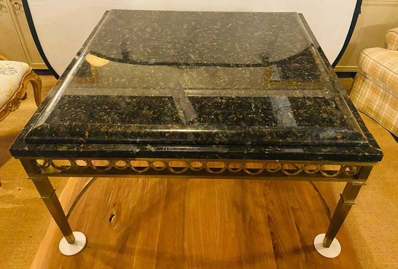 Hollywood Regency Granite Top on Brass Base Center Table