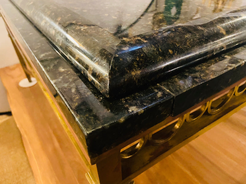 Hollywood Regency Granite Top on Brass Base Center Table