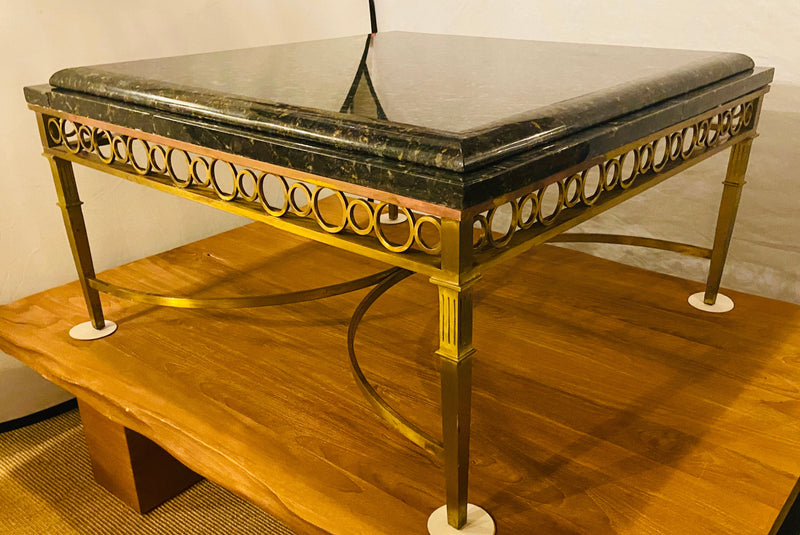 Hollywood Regency Granite Top on Brass Base Center Table