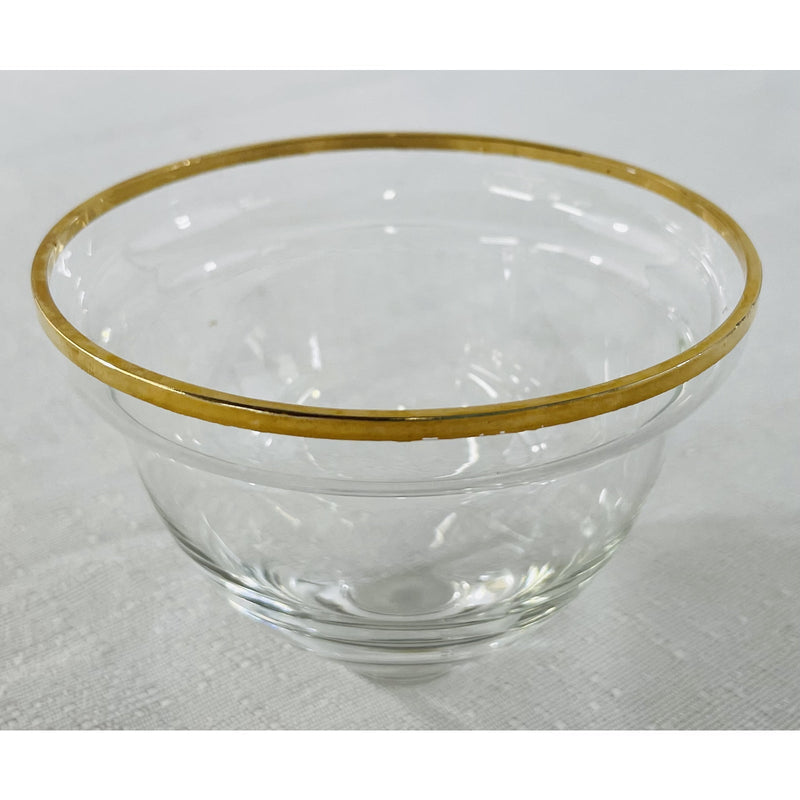 Gold/Crystal Wine Glasses and Dessert Glass Bowls, Set of 12