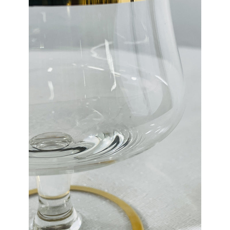 Gold/Crystal Wine Glasses and Dessert Glass Bowls, Set of 12