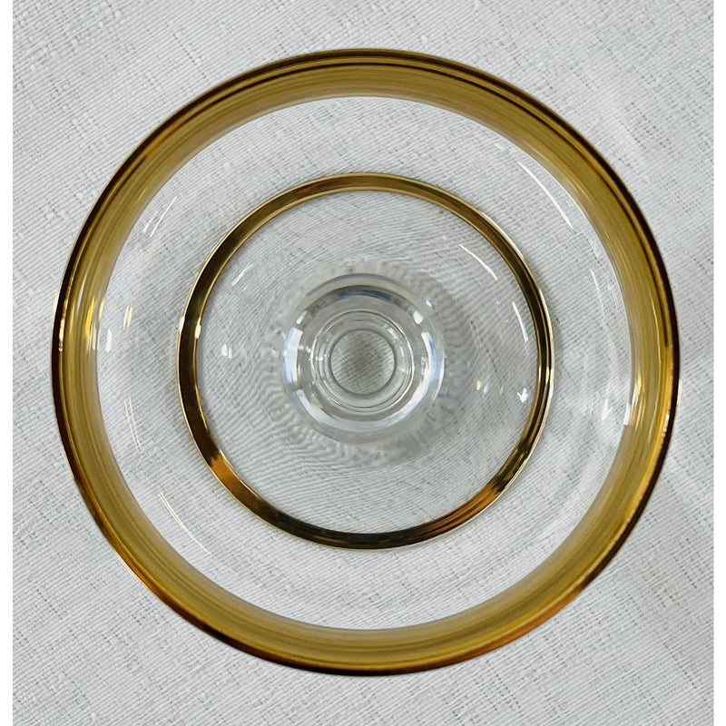 Gold/Crystal Wine Glasses and Dessert Glass Bowls, Set of 12