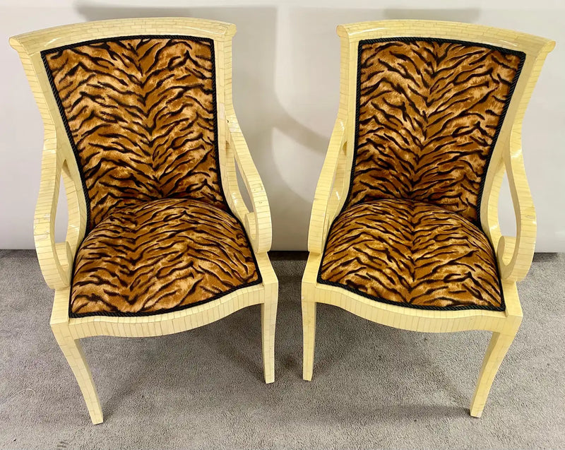 Enrique Garcel Off-White Bone Lounge Chair or Armchair, a Pair