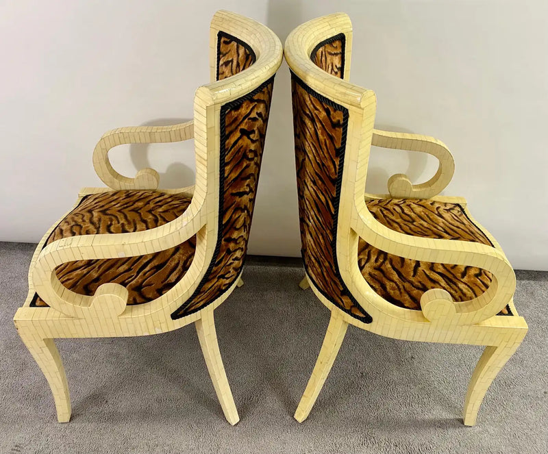 Enrique Garcel Off-White Bone Lounge Chair or Armchair, a Pair