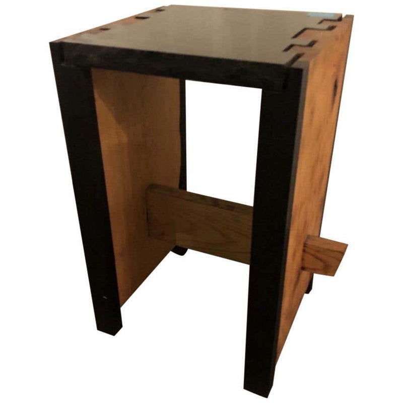 Modern Black Granite Top and Wood End or Side Table