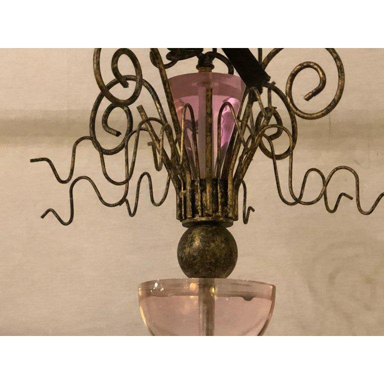 1960s Hollywood Regency Style Iron and Lucite Chandelier