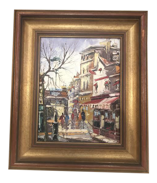 1970s Vintage Impressionist Inspired Signed Oil on Canvas Painting