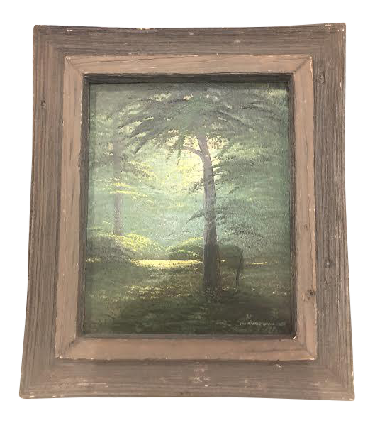 1970s Vintage "The Sacred Grove" Oil on Canvas Landscape Painting