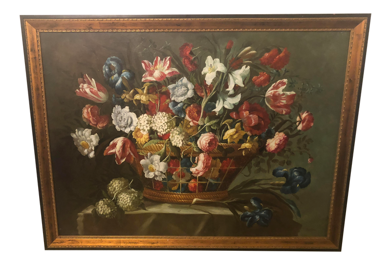 1980s Flower Bouquet Oil On Canvas Painting 1st Source Consignment 1980s-flower-bouquet-oil-on-canvas-painting-1st-source-consignment