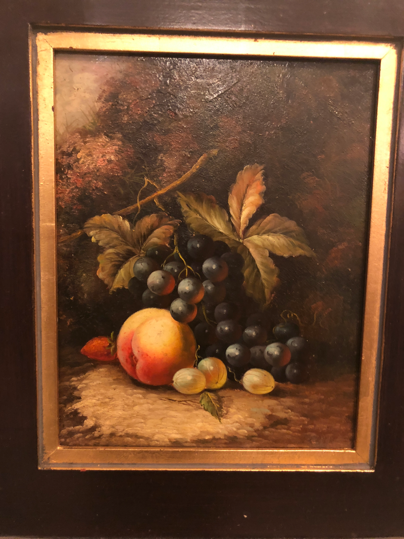 1980s Framed Fruit Still Life Oil on Canvas Painting